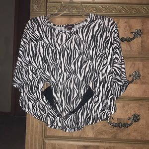 Black and white top, zebra print, belt